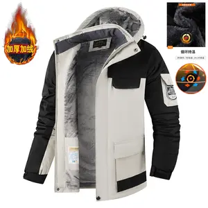 Men's Fleece Lined Jacket Thickened Large Size Winter Coat Outdoor Casual Mountaineering Cotton Trendy Patchwork Winterwear