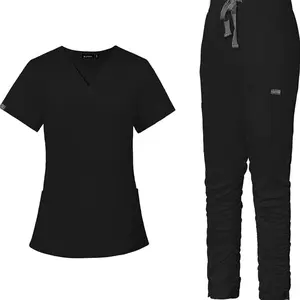 Newyork black scrunchie bottom scrub set