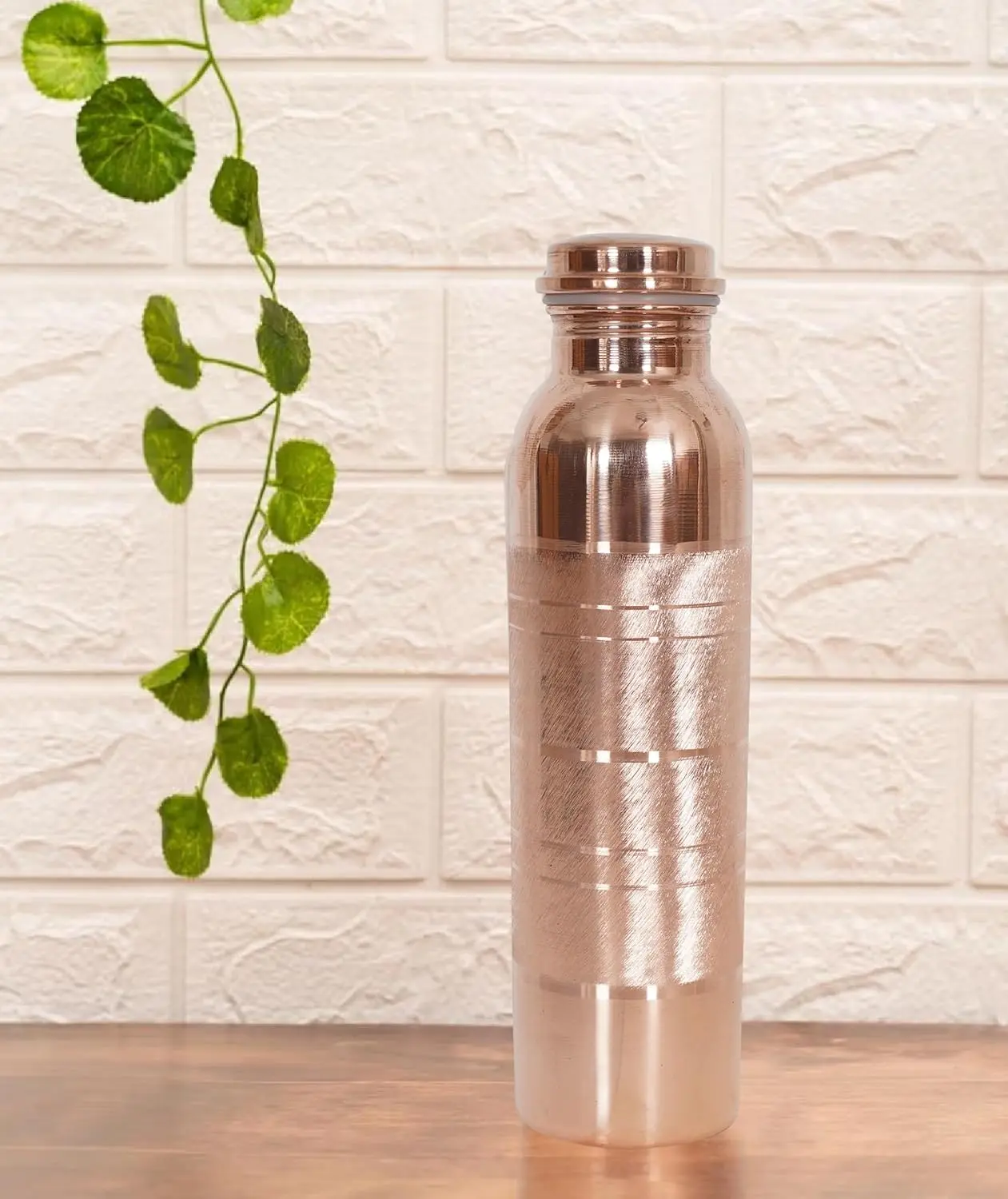 COPPER BOTTLE Pure Copper Water Bottle 34 Oz Copper Water Bottle - Leak Proof (34 Oz) (Without Pitambari Powder)