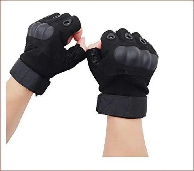 Tactical Gloves for Men Featuring Half Fingers, Joint Protection Pads, Made from Knitted Fabric, Compatible with Touch Screens, Equipped with an Anti-Slip Palm, Ideal for Combat Training, Rock Climbing