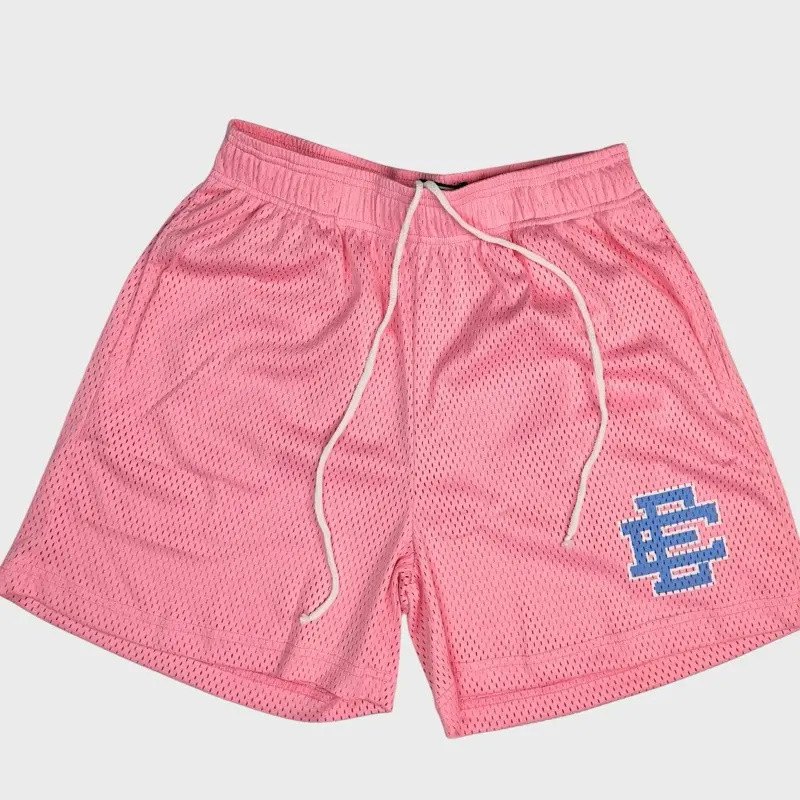 Eric Emanuel Black Mesh Shorts with White Logo for Men Menswear
