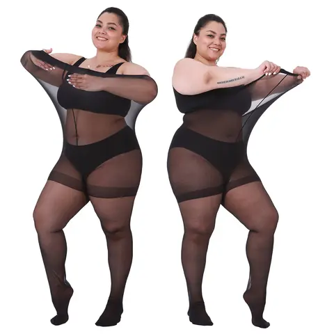 Women's Plus Size 2-Pack Tights (1XL to 8XL) - 20D Ultra-Sheer Nylon, Control Top, Reinforced Toe & Waistband, Lightweight Soft Stretchy, All Seasons, Sweet Christmas Korean Retro Style