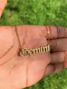 Creative Zodiac Sign Pendant Necklace, Name Engraved Pendant, Stainless Steel Jewelry for Party, Daily Clothing Decor, Trendy All-match & Exquisite Jewelry for Birthday Gift