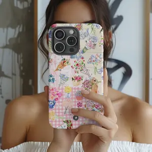 Watercolor Flower Collage Phone Case, Spring Coquette, Soft Girl Era Premium Film 2 in 1 Phone Case - Durable, Shock Absorbing and Stylish Protection - Compatible with iPhone 16, 15, 14, 13, 12, 11, Plus, Pro, Pro Max, Perfect birthday gift for friends.