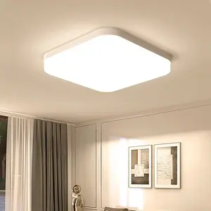 LED Warm Light Ceiling Lamp, Square 25cm, Modern Design, Push Button Control, Acrylic Material, Suitable for Bedroom, Living Room, Study, Dining Room