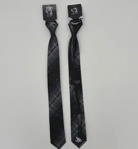 Modern Plaid Lurex 2.5' Slim Corbata Zipper Jacquard Necktie