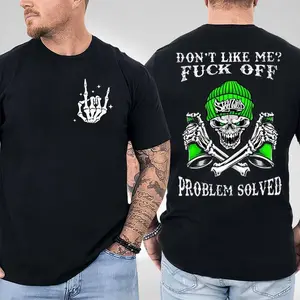 DON'T LIKE ME FCK OFF Tattooed Graffiti Skull Street Tshirt, Aesthetic tatoo merch summer outfits, style, streetwear, vintage men graphic tees Classic Clothes