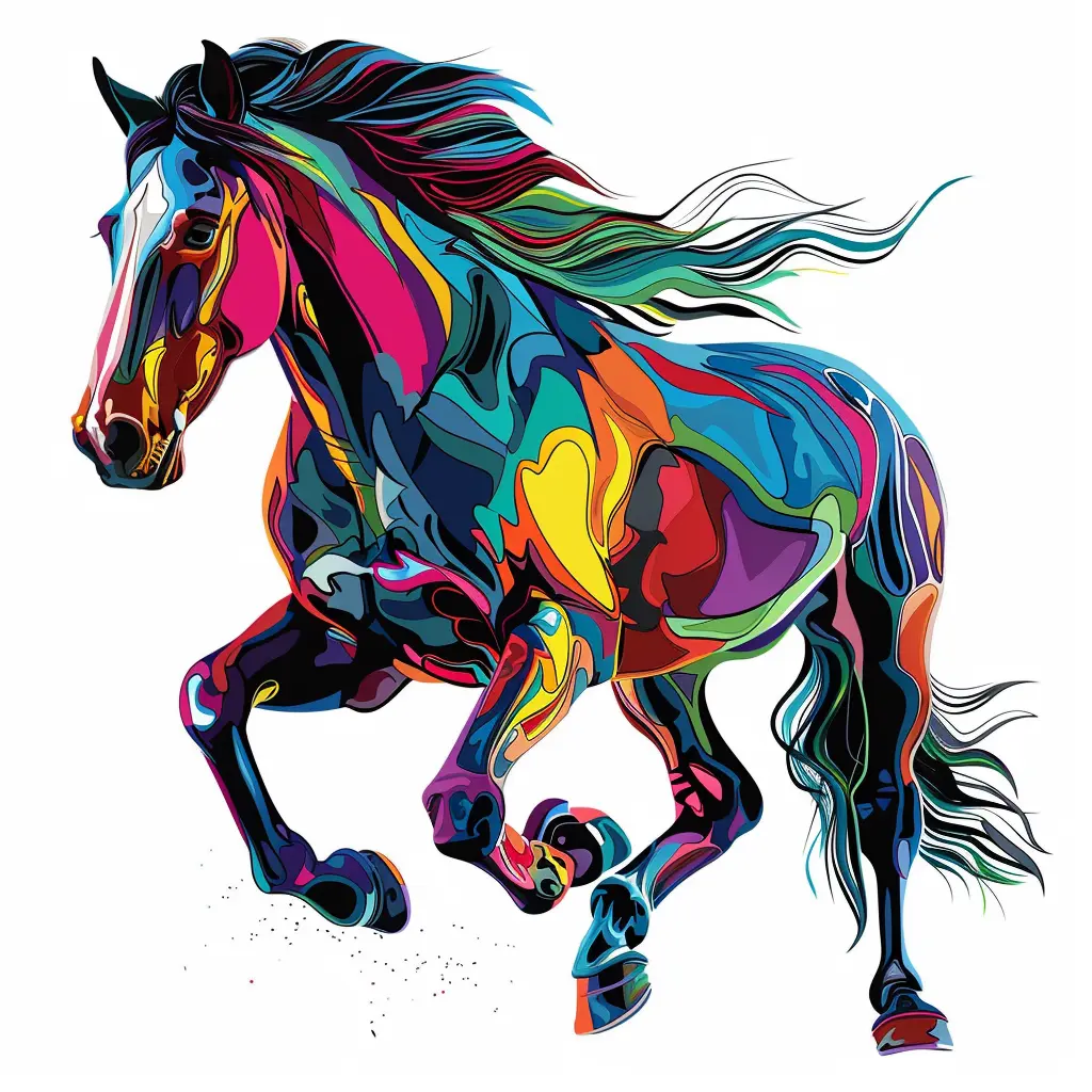 Colorful Abstract Horse Car Sticker – Vibrant Wild Mustang Vinyl Decal for Vehicle, Laptop, Window – Artistic Animal Art Decoration for Horse Lovers & Car Enthusiasts. Perfect Gift for Horse Lovers and Art-Inspired Vehicle Customization