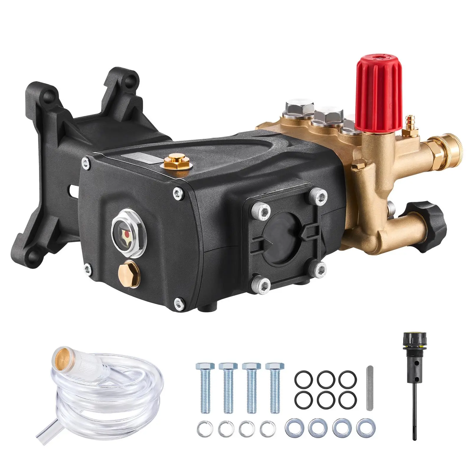 VEVOR Pressure Washer Pump for Power Tools, 1" Horizontal Shaft Triplex Plunger, 4000 PSI, 4.0 GPM Cold Water Replacement Kit with Hardware, 3100 PSI Recommended, Compatible with Simpson MorFlex 40224,40225,40226, Santoprene for Household Cleaning, Washin