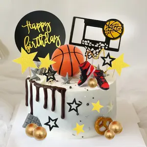 21 PCS Basketball Cake Toppers, Basketball Theme Cake Decoration for Sports Cake Topper Basketball Party Decorations Basketball Party Supplies