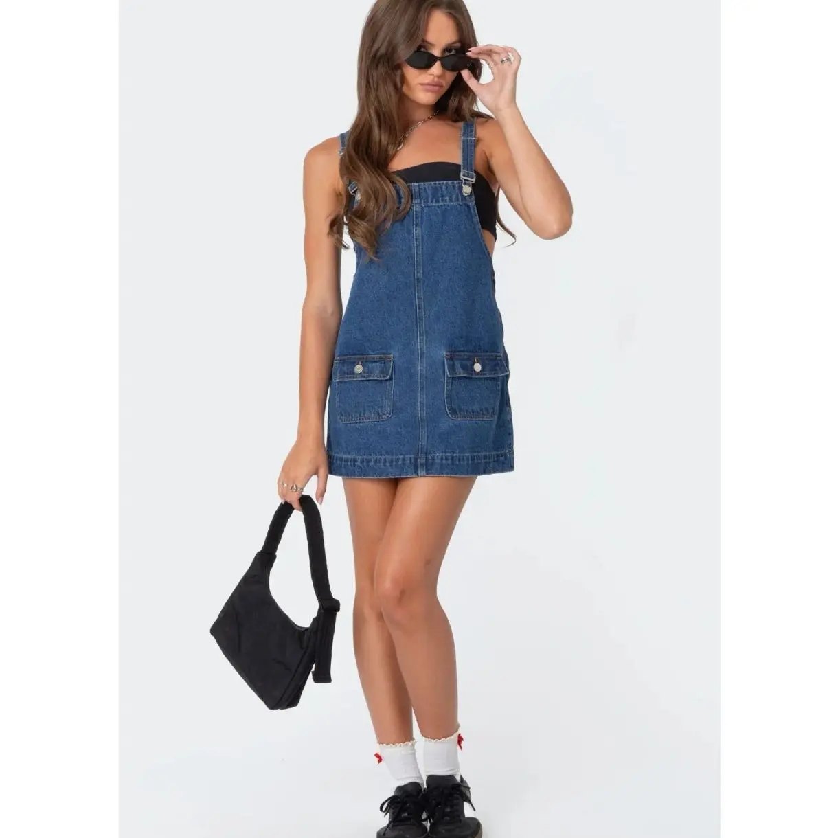 Edikted Overall Denim Mini Dress
