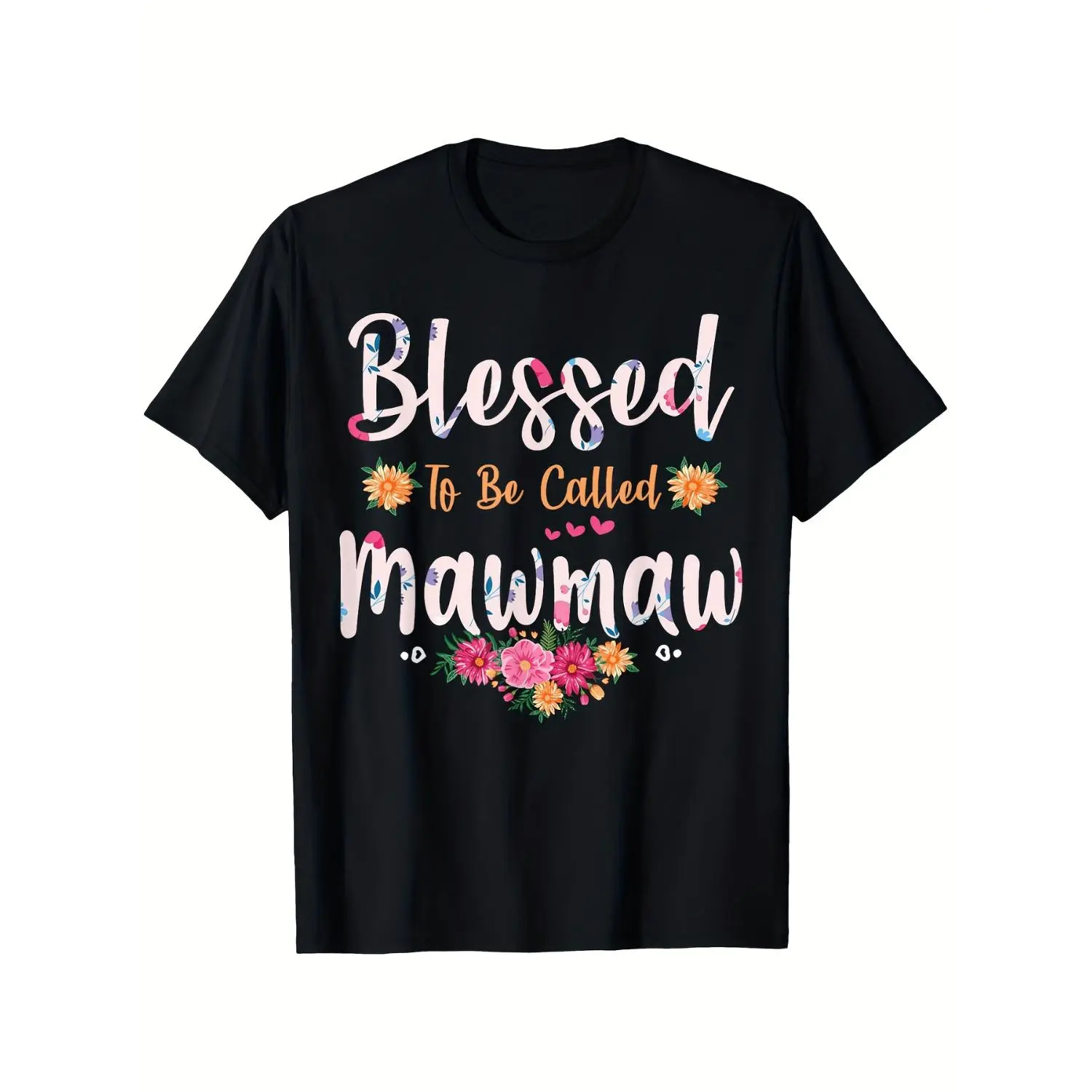 Women S Blessed to Be Called Mawmaw T Shirt with Floral and Heart Graphic Print Perfect Mother S Day Gift Soft Breathable Short Sleeve Casual Round Neck Tee with Cursive Lettering Comfortable Grandma Shirt for All Season Wear