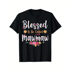Blessed to Be Called Mawmaw T Shirt with Floral and Heart Graphics Mother S Day Gift Soft Breathable Short Sleeve Round Neck Casual Tee with Cursive Lettering Comfortable Grandma Shirt for All Season Wear