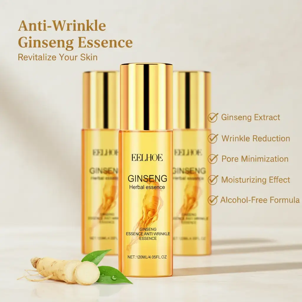 EELHOE Ginseng Gold Polypeptide Anti-Aging Serum - Korean Pore Minimizer for Firming, Brightening, Hydrating Skin, 50ml