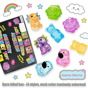8pcs/set - Stress Relieving Blind Box Multi Aurora Series, Stress Relief Fidget, Maltose Pinching Music Slow Rebound Pinching, Decompression Squeeze Toys Suitable for Party Small Gifts