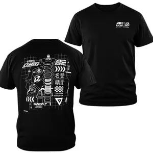 180g[100%cotton]BC Racing Coilover T-shirt, 2 Sides Print JDM Suspension Blueprint Graphic Tee, Soft Cotton Blend Unisex T Shirt, Drift Track Car Culture Apparel, Gift for JDM Fans Tuners Mechanics