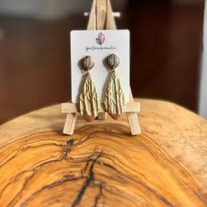Fall in the Woods Boho Style Polymer Clay Drop Earrings Artistic Design