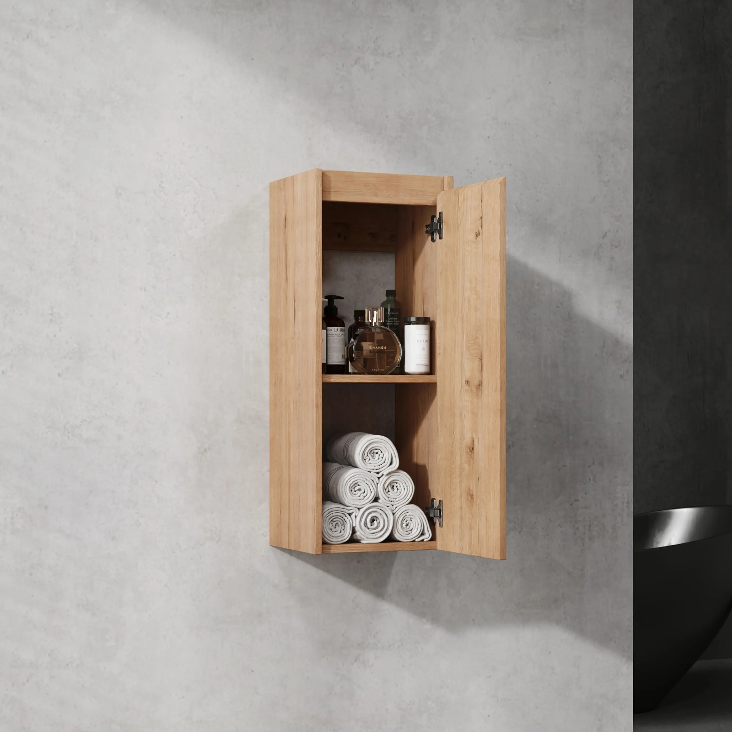 Modern Wall-Mounted Bathroom Storage Cabinet with Soft-Close Door, Floating Design, Plywood, Multiple Sizes and Colors Available