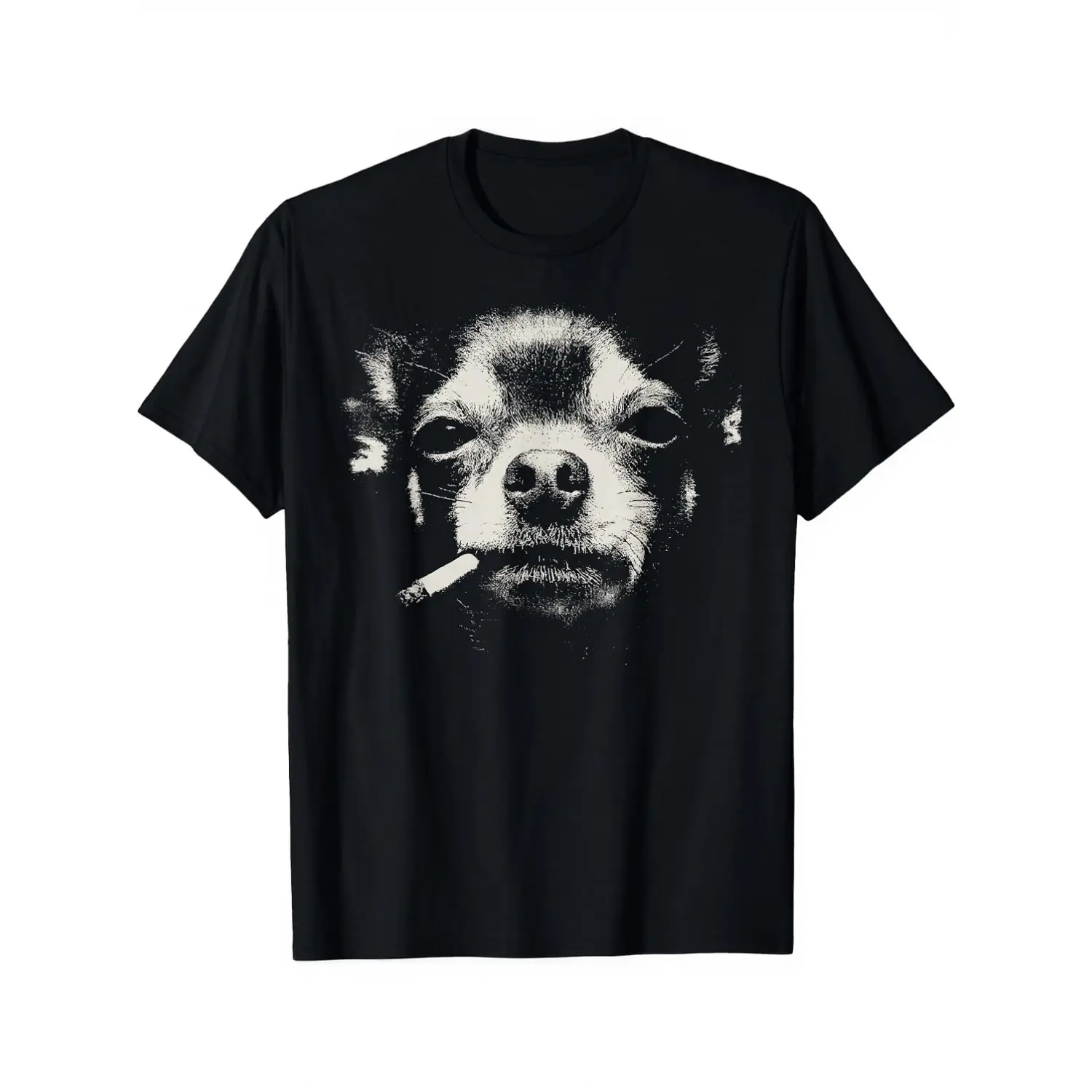 100% Cotton Dog Smoking Cigarette Funny Chihuahua Meme T-Shirt Unisex Clothing Streetwear