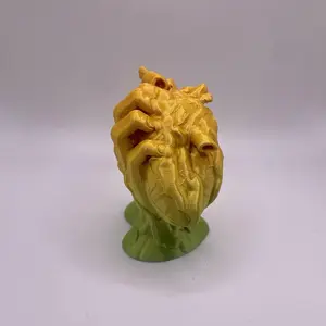 Crushed Heart Figurine 3D Printed – Broken Heart Art Sculpture for Desk or Shelf