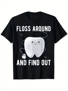 Fun Dental Assistant T-Shirt-Black Tooth Character Design-Soft Stretch Cotton Dental Clothing-S-XXXL Size for Men and Women-Machine Washable, Gift for Dental Professionals, Casual , modern graphic feel, for young people, weekend casual
