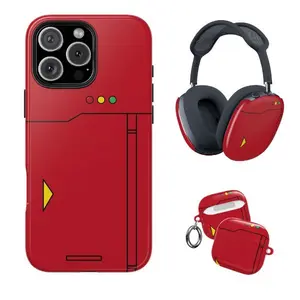 Pokedex Anime Monster AirPods Case, Airpod Max Case, Vintage Red Tech Aesthetic Phone Case for iPhone 17-11 & AirPods Max, Airpod Gen 1-4