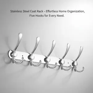 Stainless Steel Coat Rack with Wall-Mounted Rack Waterproof Rust-Proof Strong Load-Bearing Capacity for Bathroom Door Effortless Home Organization