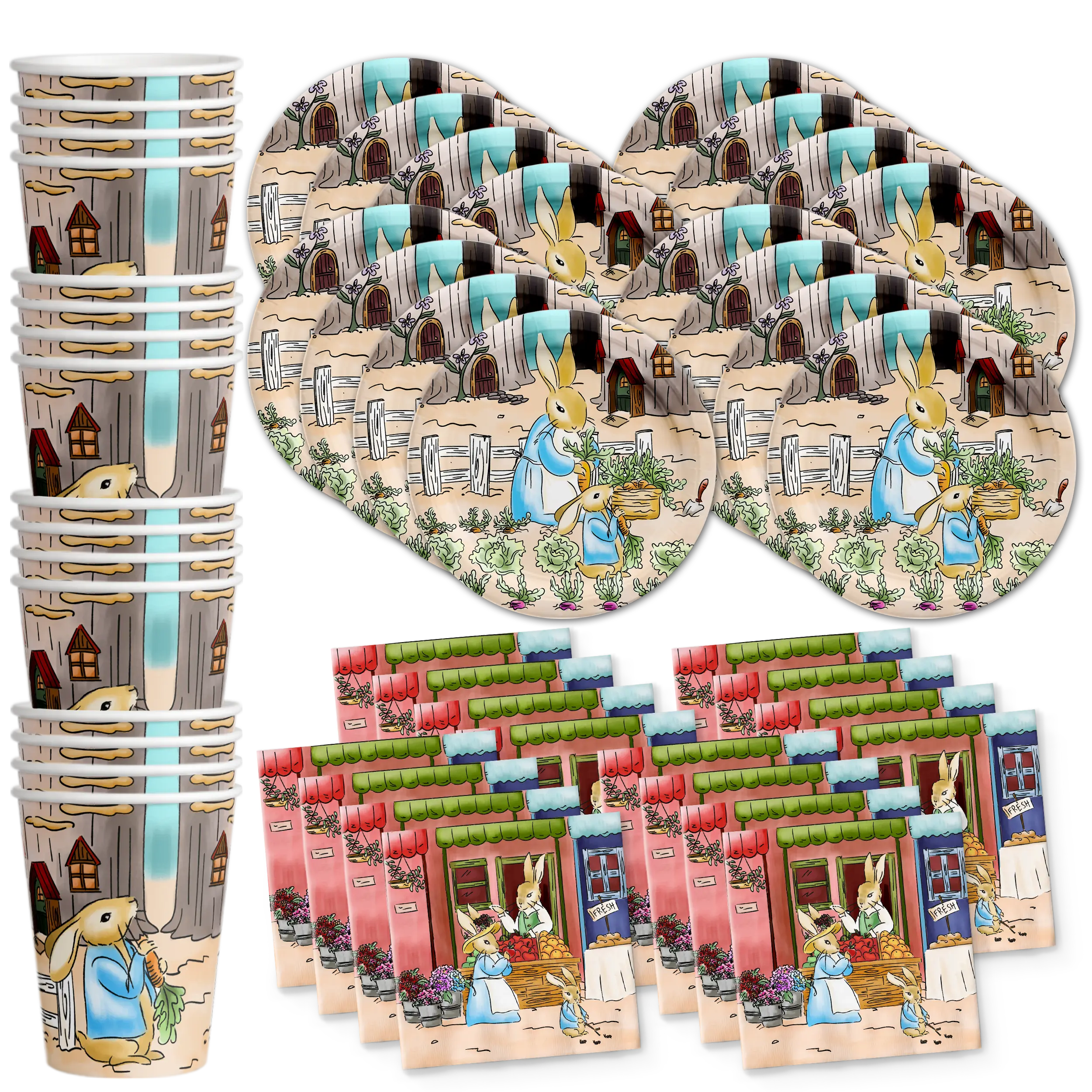 Peter Rabbit Birthday Party Tableware Kit For 16 Guests