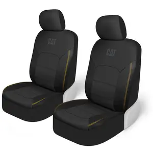 Cat FlexHybrid Car Seat Covers, Black/Gray Premium Faux Leather + Mesh Seat Covers for Cars Trucks SUV, Universal Fit Car Seat Covers Front Seats Only, Automotive Interior Covers, Ideal Truck Seat Covers