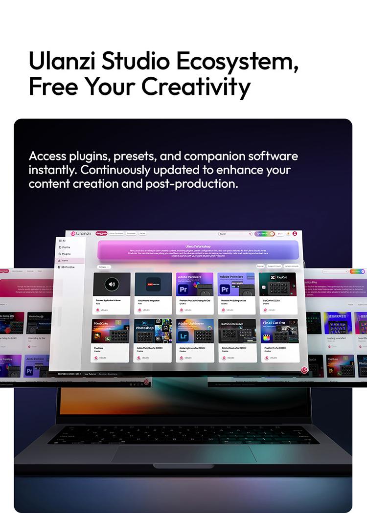 ULANZI D200X Stream Controller with 3 Knobs, 14 Customizable LCD Keys Macro Keyboard, 8-in-1 USB-C Hub Docking Station with 4K HDMI Content Creator Equipment for OBS/Video Editing/Photography/PC