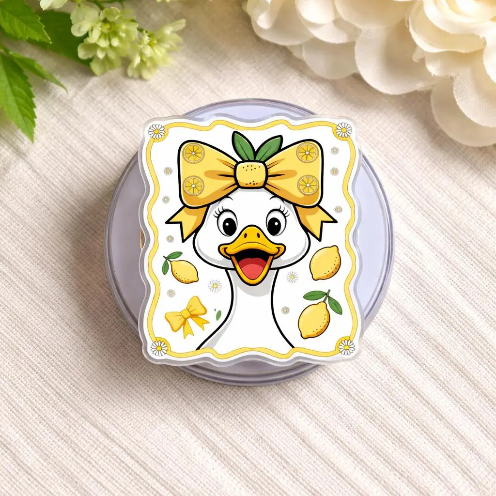 Cute Lemon Bow Duck Magsafe Phone Grip – Magnetic Pop Socket & Kickstand – Summer Gift