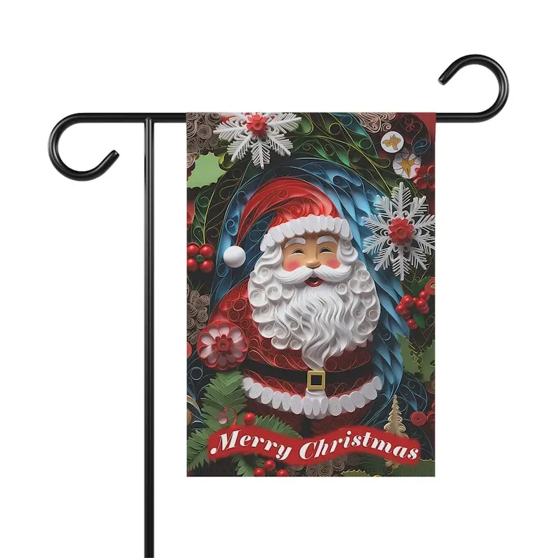 Jolly Santa Holiday Garden Flag - Merry Christmas - Christmas Flag - Gift For Him - Gift For Her - Funny Christmas Flag - Christmas Banner - Holiday Flag - Christmas Tree Flag - Decor Home - Garden Party DÃ©cor