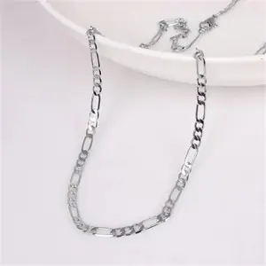 Classic Silver Figaro Link Chain for Men & Women Layering Necklace Unique Fashion Jewelry for Women Girls Perfect Holiday Gift Modern Versatile Accessories