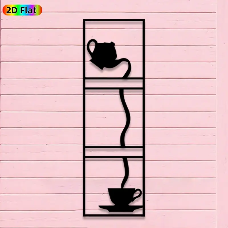1pc Minimalist Teapot and Cup Metal Wall Art, Minimalist Teapot and Cup Statue Mural, Iron Craft, Perfect for Kitchen, Living Room, Indoor/Outdoor Decor, Silhouette Wall Decor, Artistic Metalwork, Housewarming Decor, Ideal Gift for Tea Enthusiasts