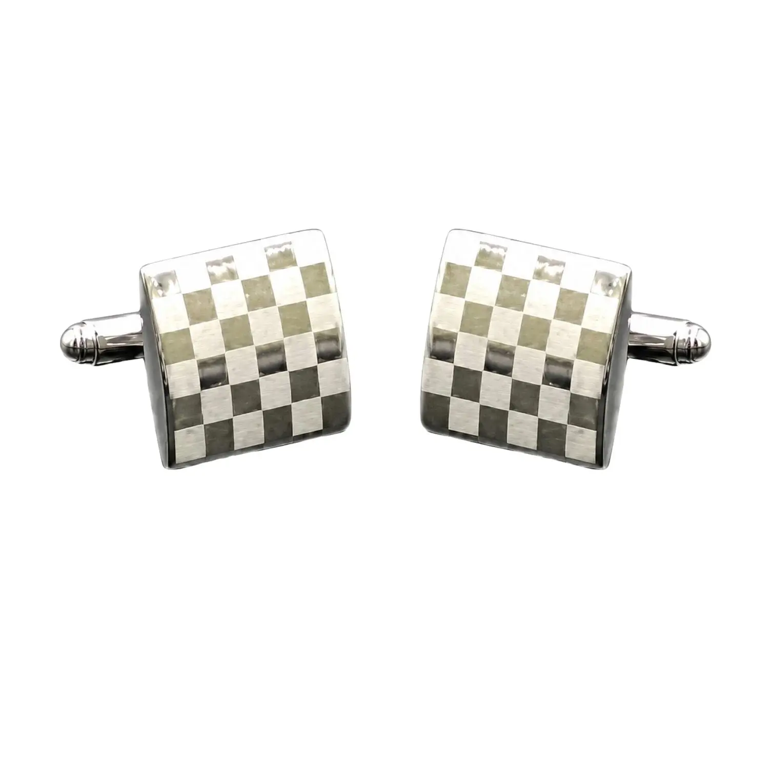 Checkerboard Silver Cufflinks