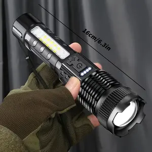 K-Portable Flashlights, With Red And Blue Warning Lights, Strong Light, Long Battery Life, 7 Light Modes, USB Charging, Suitable For Home, Outdoor, Camping, Fishing And Other Scenes- 19