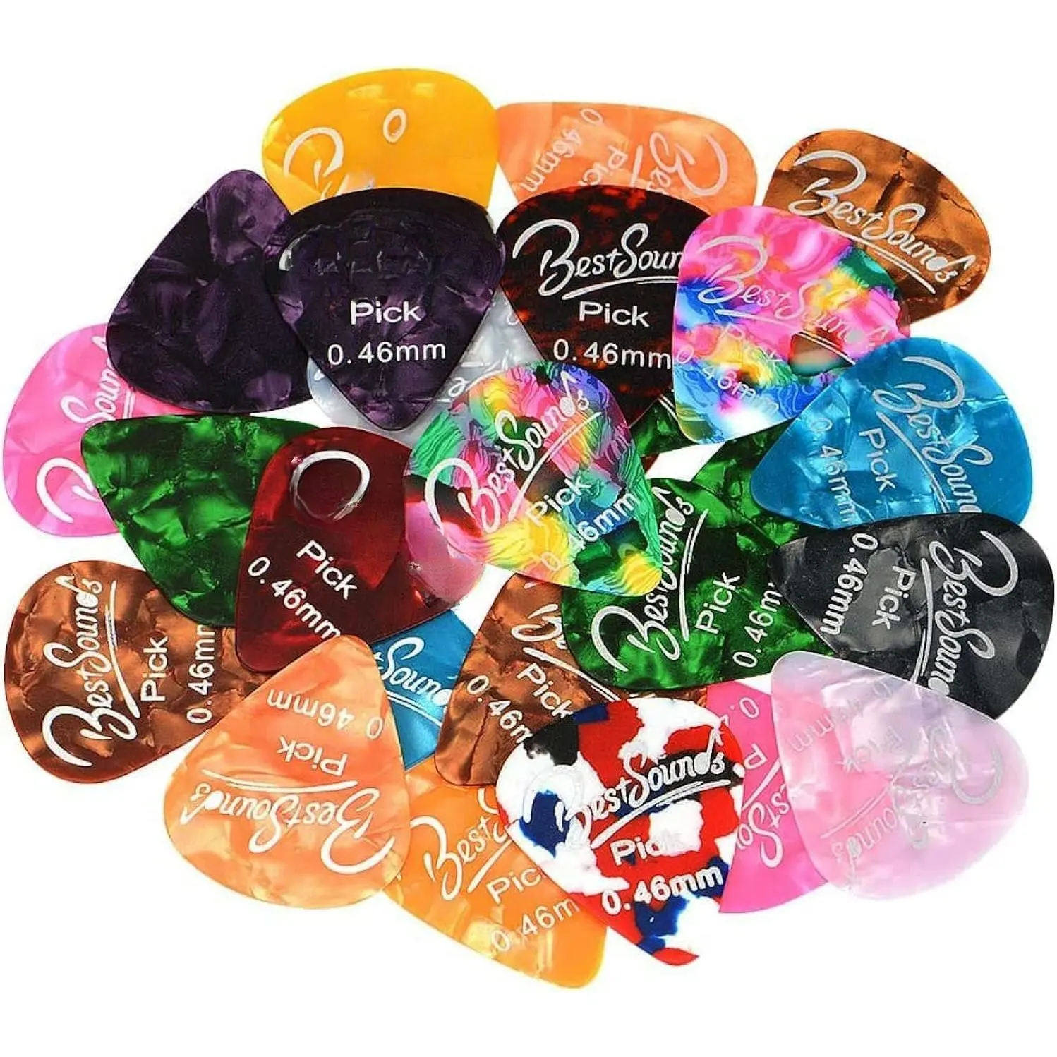 48 Packs Thin, Medium & Heavy Gauges Guitar Picks,  Colorful Celluloid Picks for Acoustic Guitar, Bass and Electric Guitar