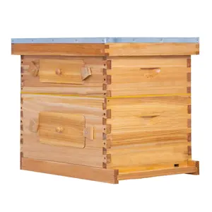 BeeCastle 10 Frame Wax Coated Langstroth Beehive with Acrylic Window Box & Beeswax Foundation for Beginners & Pro Beekeepers