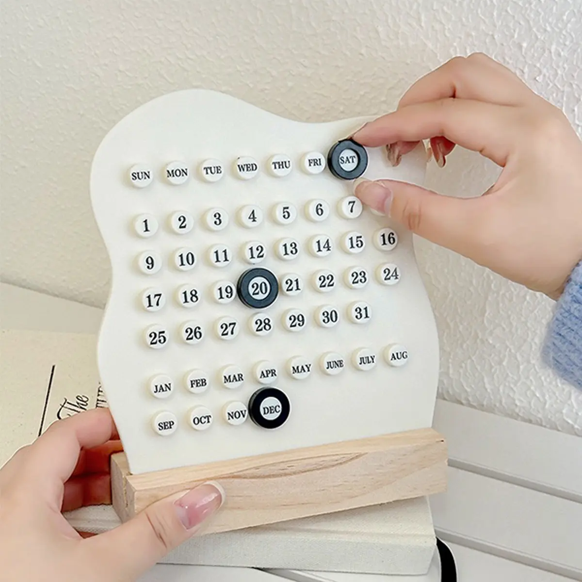 Perpetual Desk Calendar | Minimalist Wooden Base Calendar