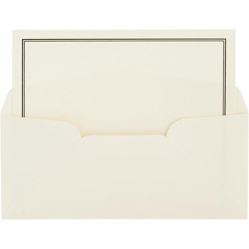 72 piece stationery set for writing letters with 48 ecru and black border paper sheets and 24 envelopes (8.5 x 11 in) Home Office