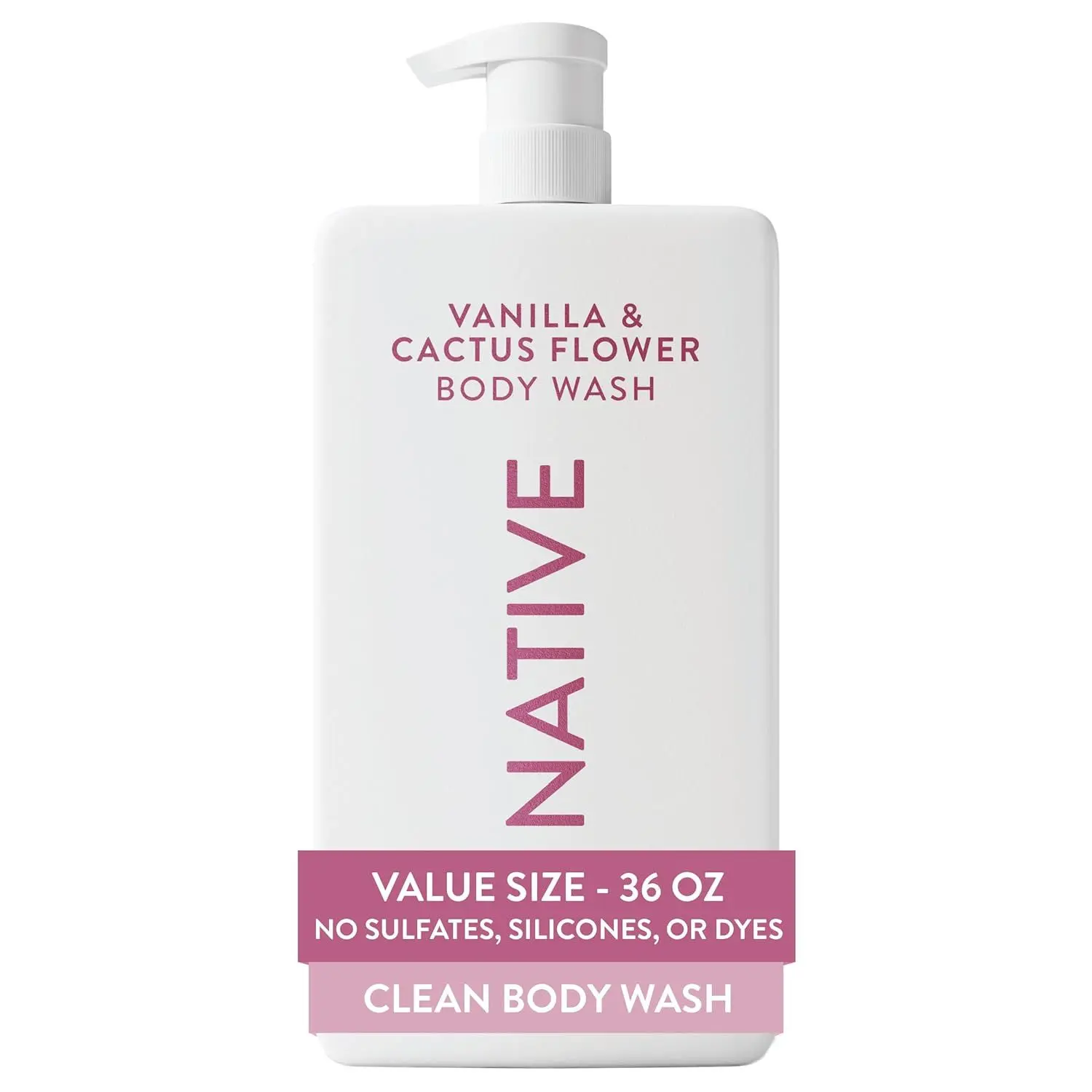 Native Body Wash for Women & Men, Coconut & Vanilla, 36 oz Pump Bottle, Sulfate-Free & Gentle