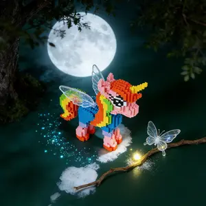 Rainbow Unicorn Horse 3D Puzzle Building Blocks, Home Office Decor, Party Decoration, Ideal Gift for Thanksgiving Christmas Halloween Easter