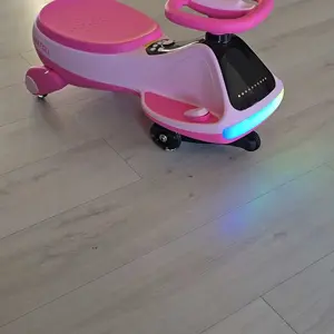 Umatoll 12V Electric Wiggle Car with Digital Display Screen, Pedal & RGBIC LED Lights, Ride on Toys, Bluetooth, Birthday Gifts，Spring glow up