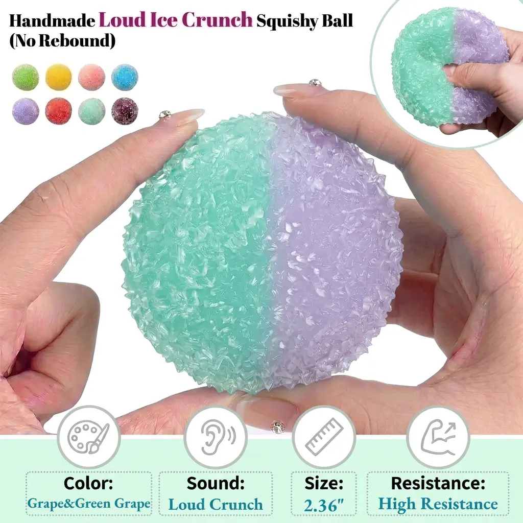 NDD1 No Rebound Handmade Crystal Mochi Dumpling Squishy - Soft TPR Stress Relief Fidget Toy with Crunch Texture, Unisex Developmental Gadget for Teens, Party Favor