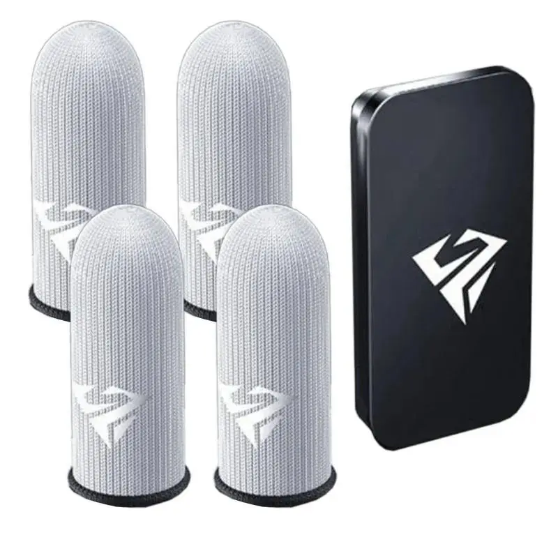2 Pairs Anti-Sweat Gaming Console Finger Sleeves with Storage Box, Touchscreen Sensitive Non-Slip Grip Fingertip Covers, Reusable Android Phone Game Accessories, Gaming Equipment, Gaming Peripherals, Gaming Products, Gaming Stuff, Gaming Items, Smartphone