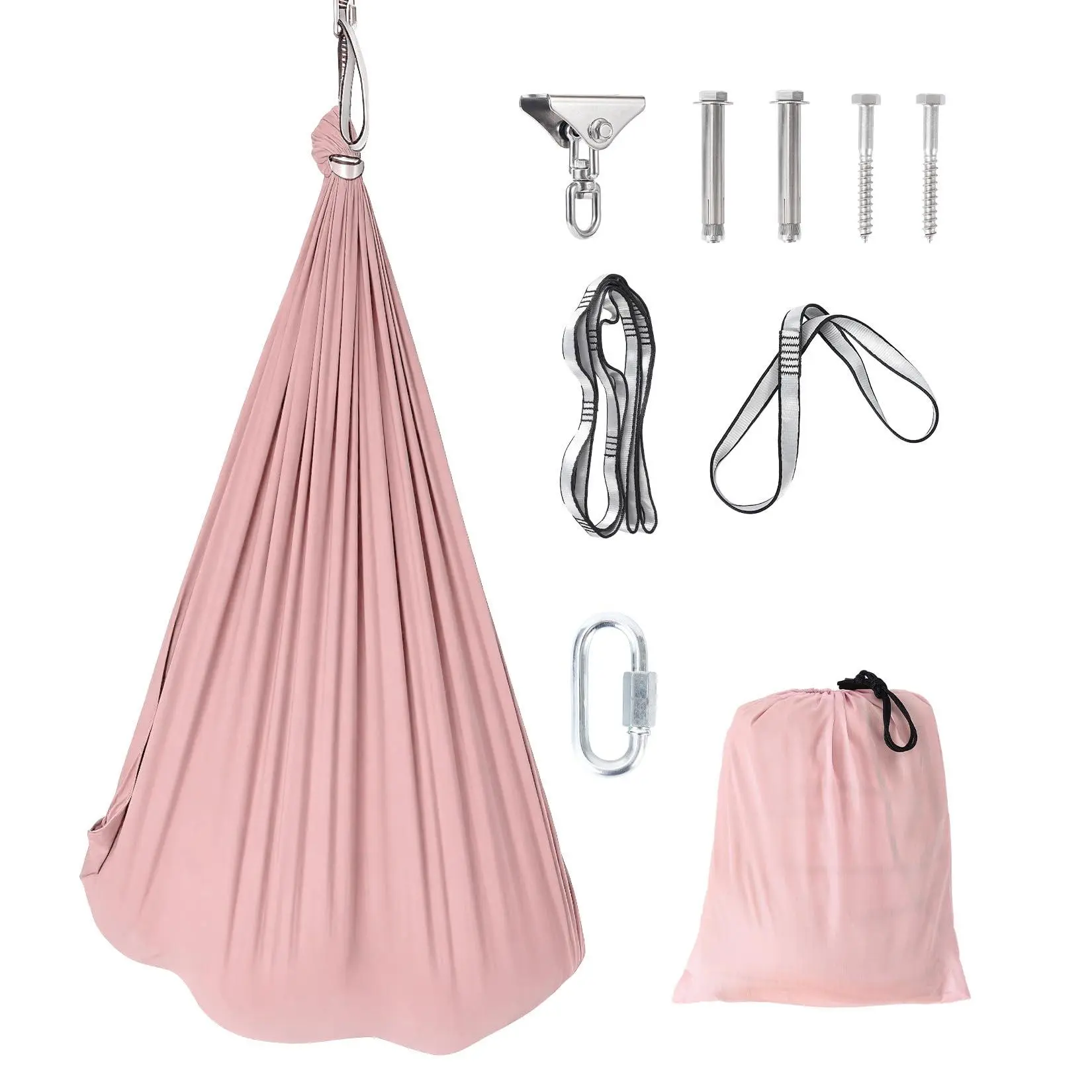 GARVEE Sensory Swing 5FT Dual-Layer Therapy Swing for Autism, ADHD & Sensory Needs, Calming Hug Effect with 360° Swivel, Indoor Outdoor Use, 300 LBS Weight Capacity,Light Pink