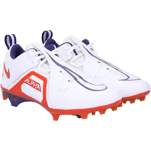 Clemson Tigers Team-Issued White Alpha Pro 3 Low Nike Cleats from the Football Program - Size 13