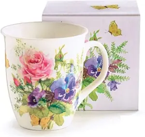 &  Porcelain MUG ABUNDANT BLOOMS Holds 16 oz.
