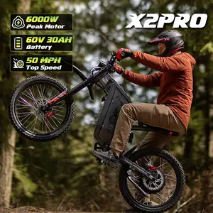 Freego X0/X2/X2PRO/X3 Electric Ebike Peak Power 3600/6000/8000W Full Hydraulic Suspension Top Speed 28-56 MPH Range 20-110 Miles 60V30Ah Li-ion Battery 200N·m Torque Hydraulic Disc Brakes 19Inch Tires High-Strength Steel Frame UL2849 Certified