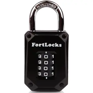 Gym Locker Lock - 4 Digit, Heavy Duty, Hardened Stainless Steel, Weatherproof and Outdoor Combination Padlock - Easy to Read Numbers - Resettable and Cut Proof Combo Code - 1 Pack Black
